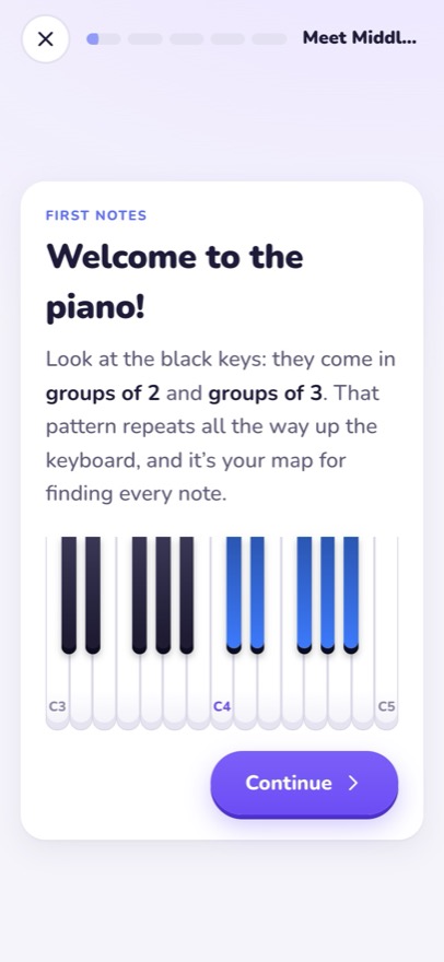 A learn step on a phone-width screen.
