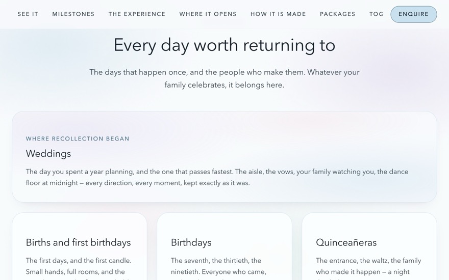 Milestones beyond weddings, where it began: first birthdays, birthdays, quinceañeras and more.