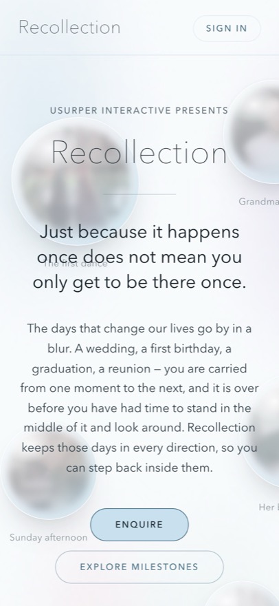 The landing page on a phone.