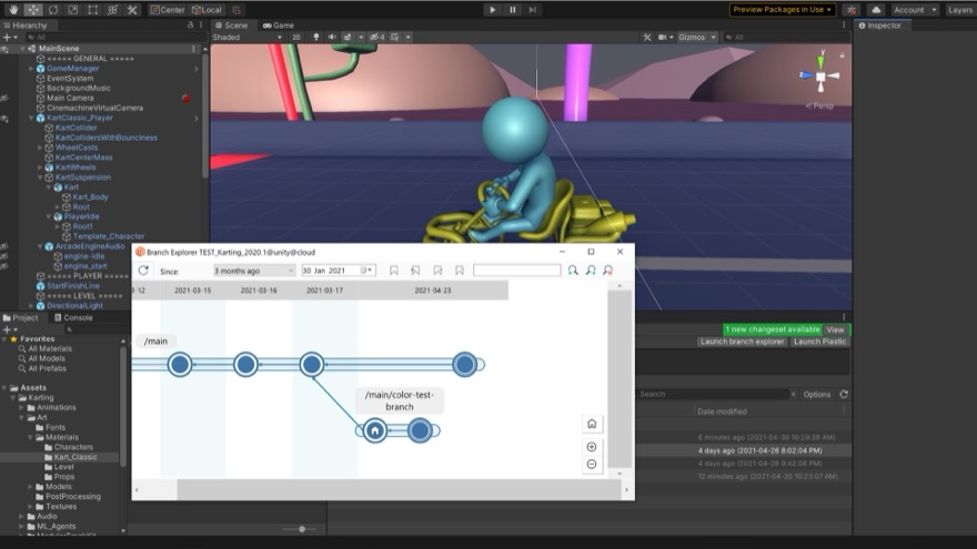 Plastic SCM’s Branch Explorer, open on a test repository.